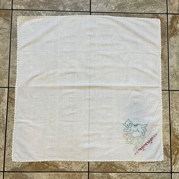 Vintage Embroidered Cat Day Towels Set Monday Wednesday Kitchen Linen 33x29.5 - Picture 2 of 10